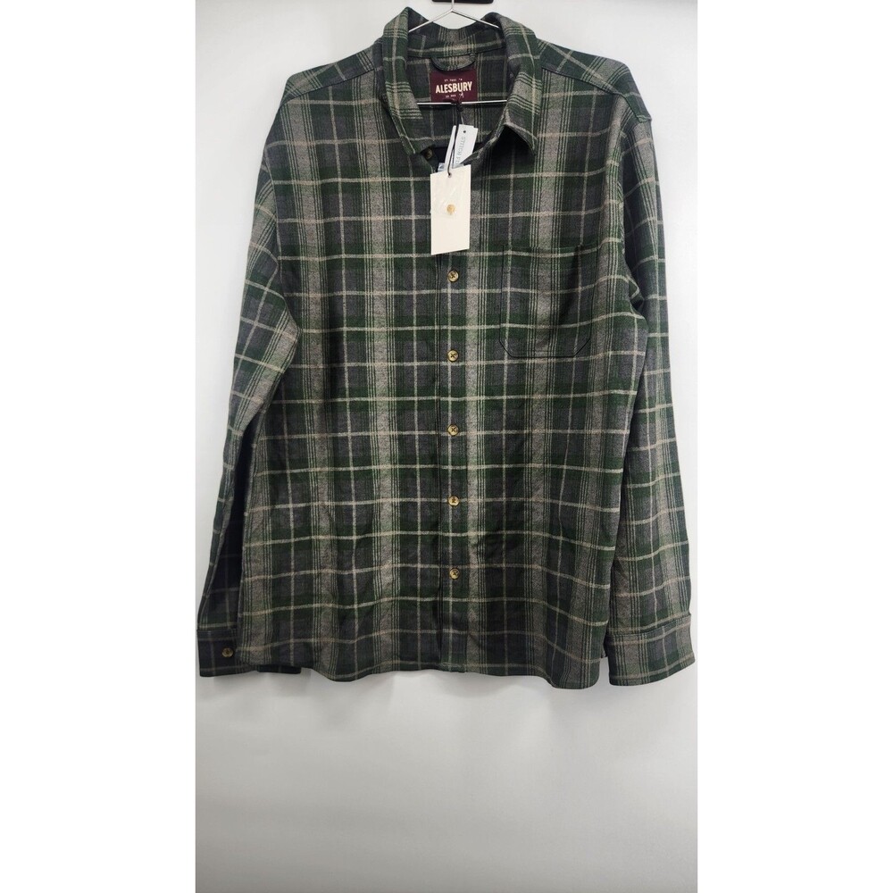Alesbury Men's XL‎ Dark Green Mountain Knit Flannel Long Sleeve Button Shirt NWT